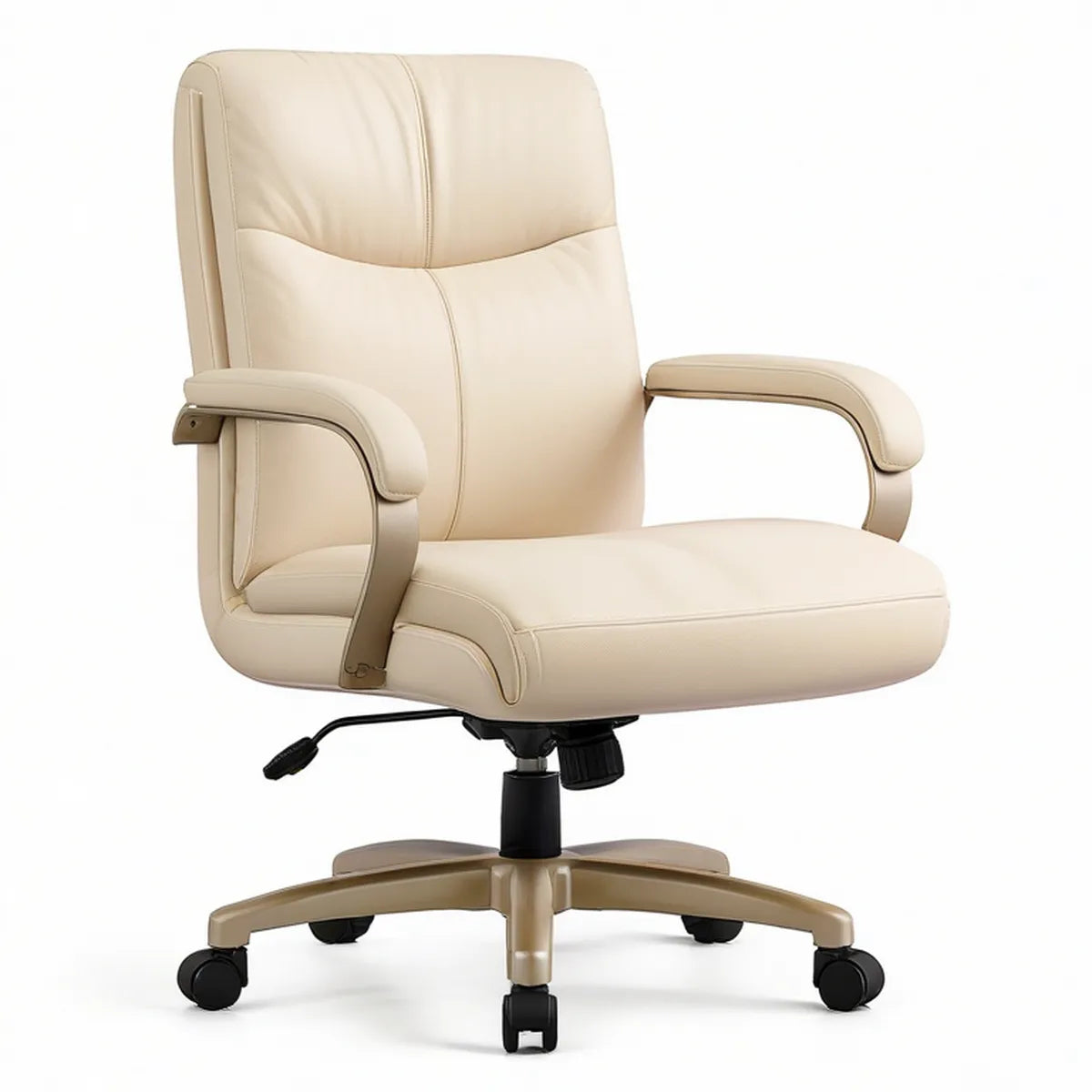 Chefsessel mit Kunstlederbezug, Creme, 66 x 66 x 112–122 cm
