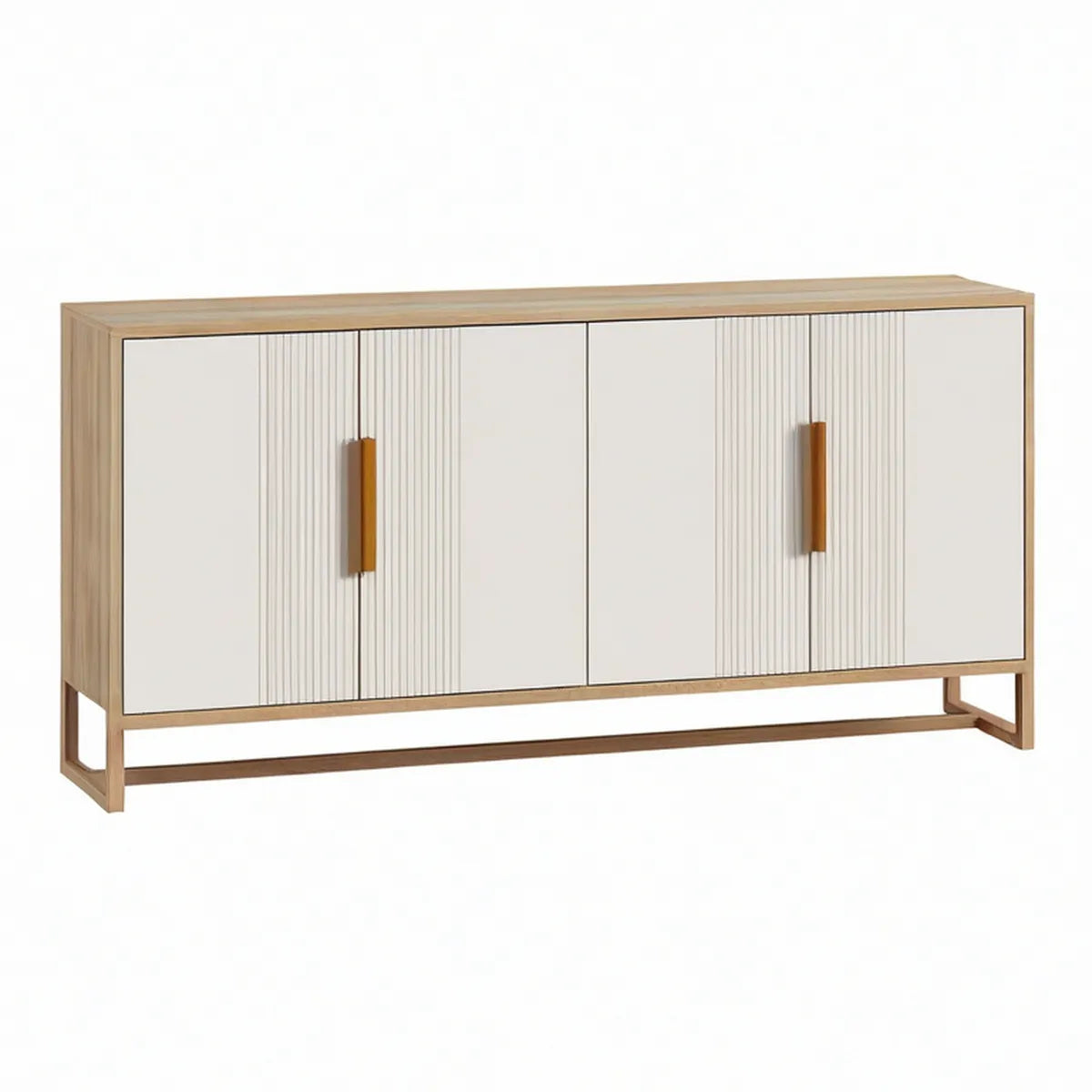 Sideboard 180 x 40 x 80 cm aus MDF und Spanplatte in Naturbraun und Weiss