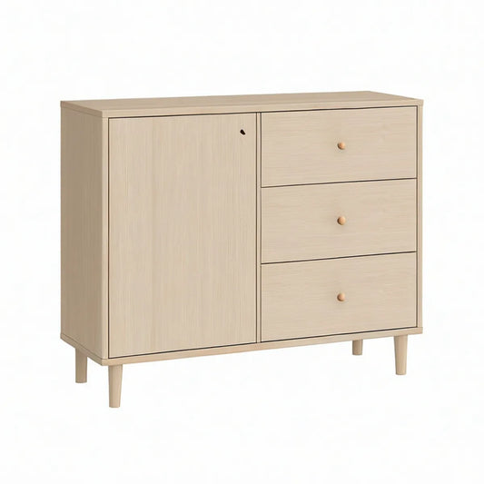 Sideboard in heller Eiche mit 3 Schubladen und 1 Tür, 100 x 40 x 90 cm