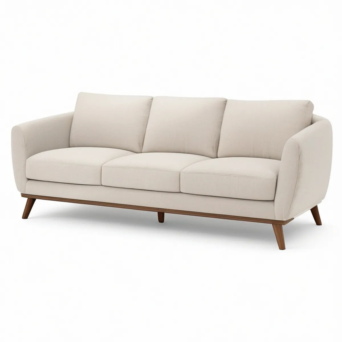 3-Sitzer-Sofa 210 × 90 × 85 cm mit Polyesterbezug, PU-Schaumpolsterung, Creme/Dunkelbraun
