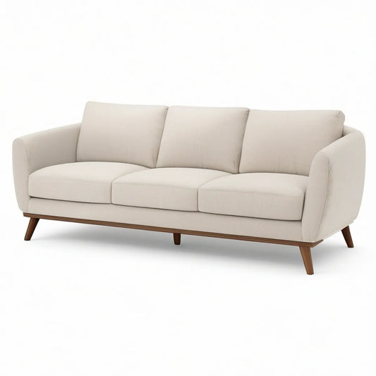 3-Sitzer-Sofa 210 × 90 × 85 cm mit Polyesterbezug, PU-Schaumpolsterung, Creme/Dunkelbraun