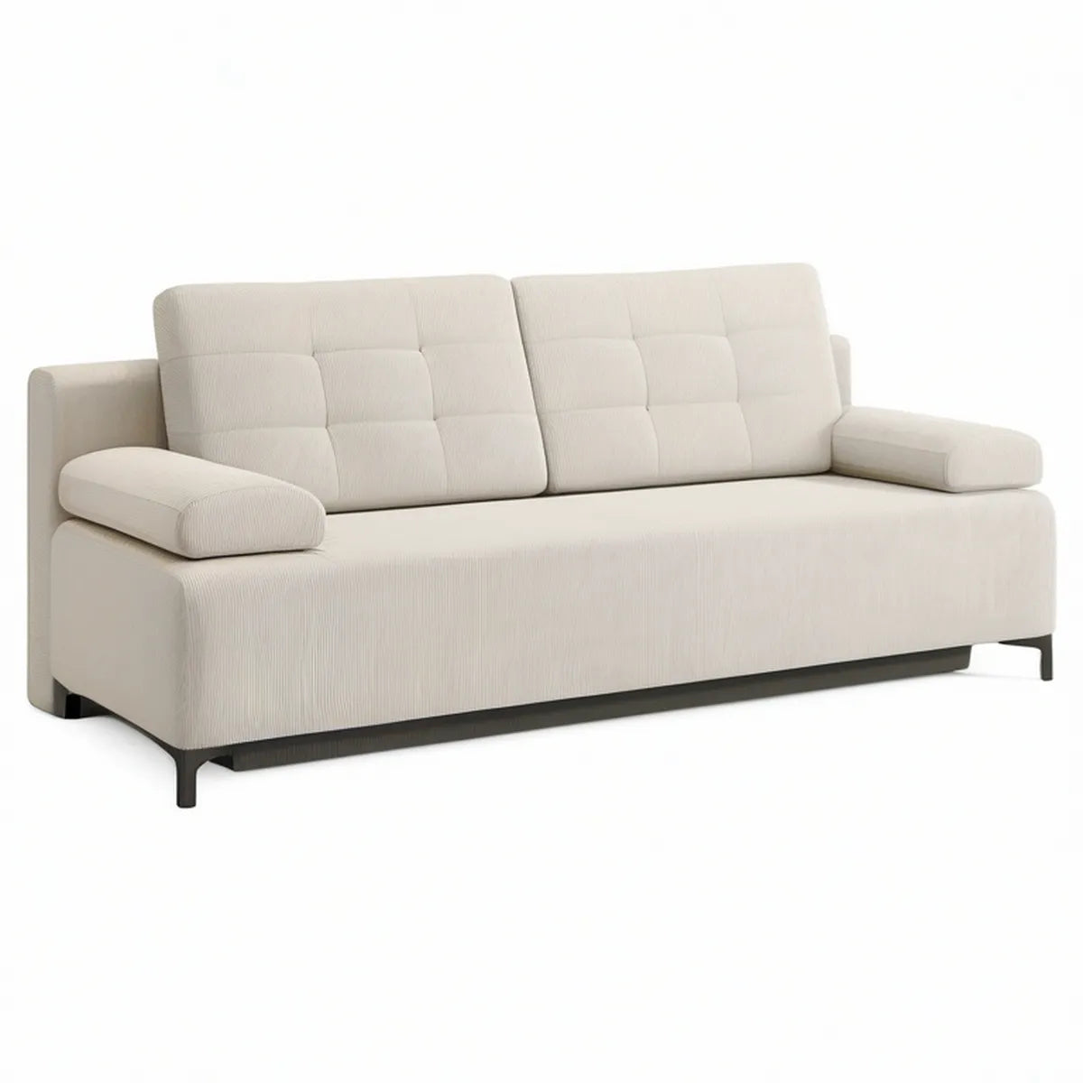 2-Sitzer-Sofa aus Polyester-Cord, Creme/Schwarz, 160 x 85 x 88 cm