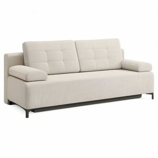 2-Sitzer-Sofa aus Polyester-Cord, Creme/Schwarz, 160 x 85 x 88 cm