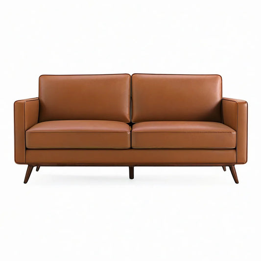 2-Sitzer-Sofa aus PU-Kunstleder, Braun, 150 x 82 x 84 cm