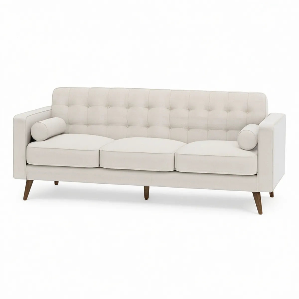 3-Sitzer Sofa, 220 x 90 x 86 cm, Polyester, Creme/Dunkelbraun