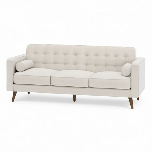 3-Sitzer Sofa, 220 x 90 x 86 cm, Polyester, Creme/Dunkelbraun
