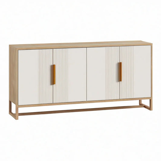 Sideboard 180 x 40 x 80 cm aus MDF und Spanplatte in Naturbraun und Weiss