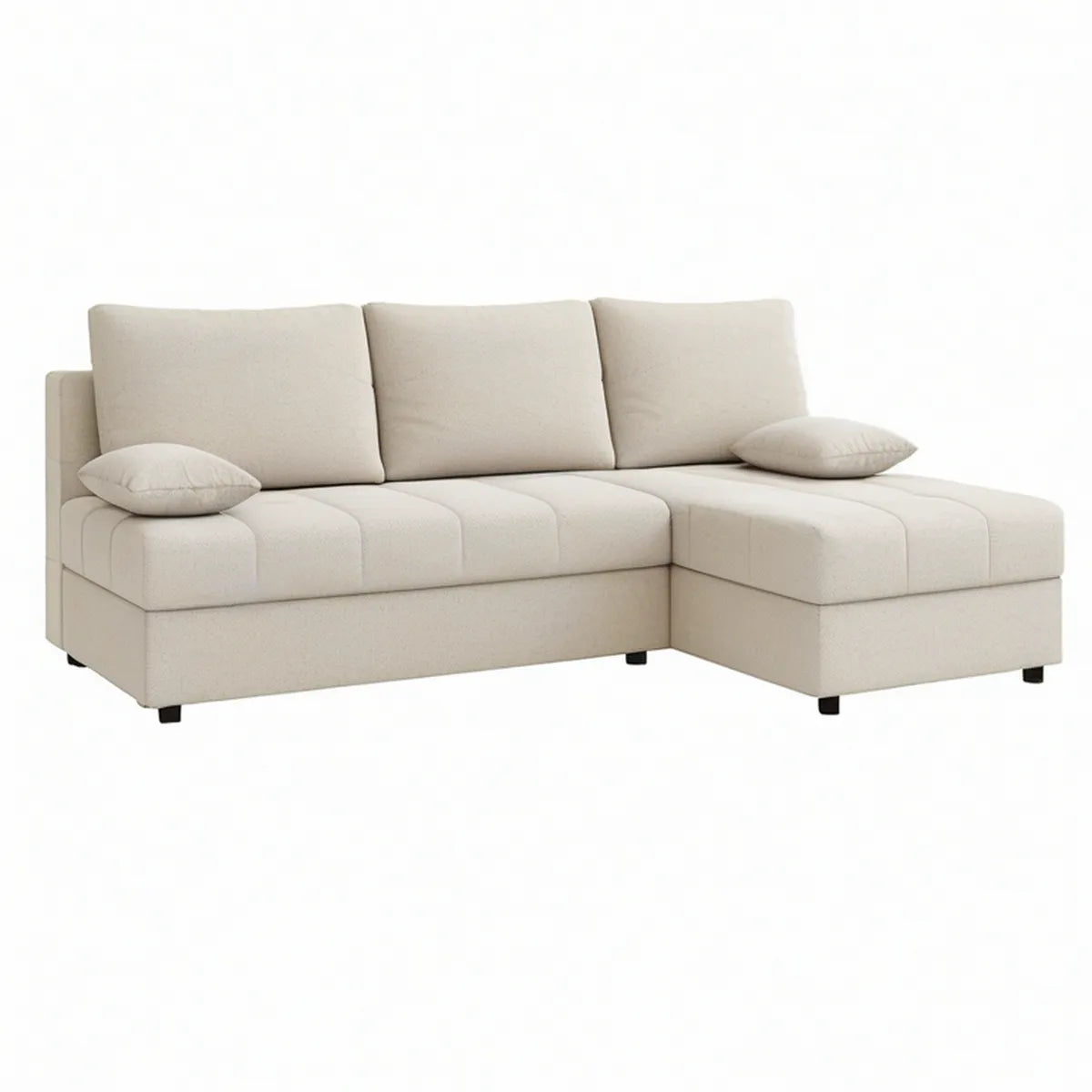 Ecksofa in L-Form mit Recamiere rechts, Creme, 240 x 150 x 85 cm