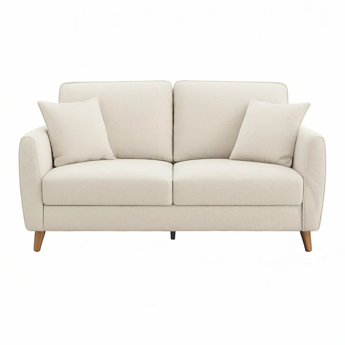 2-Sitzer-Sofa aus Bouclé-Polyester in Creme, 160 × 85 × 85 cm