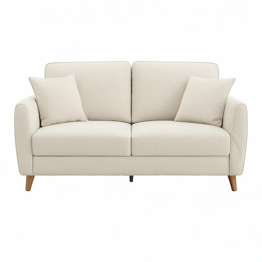 2-Sitzer-Sofa aus Bouclé-Polyester in Creme, 160 × 85 × 85 cm