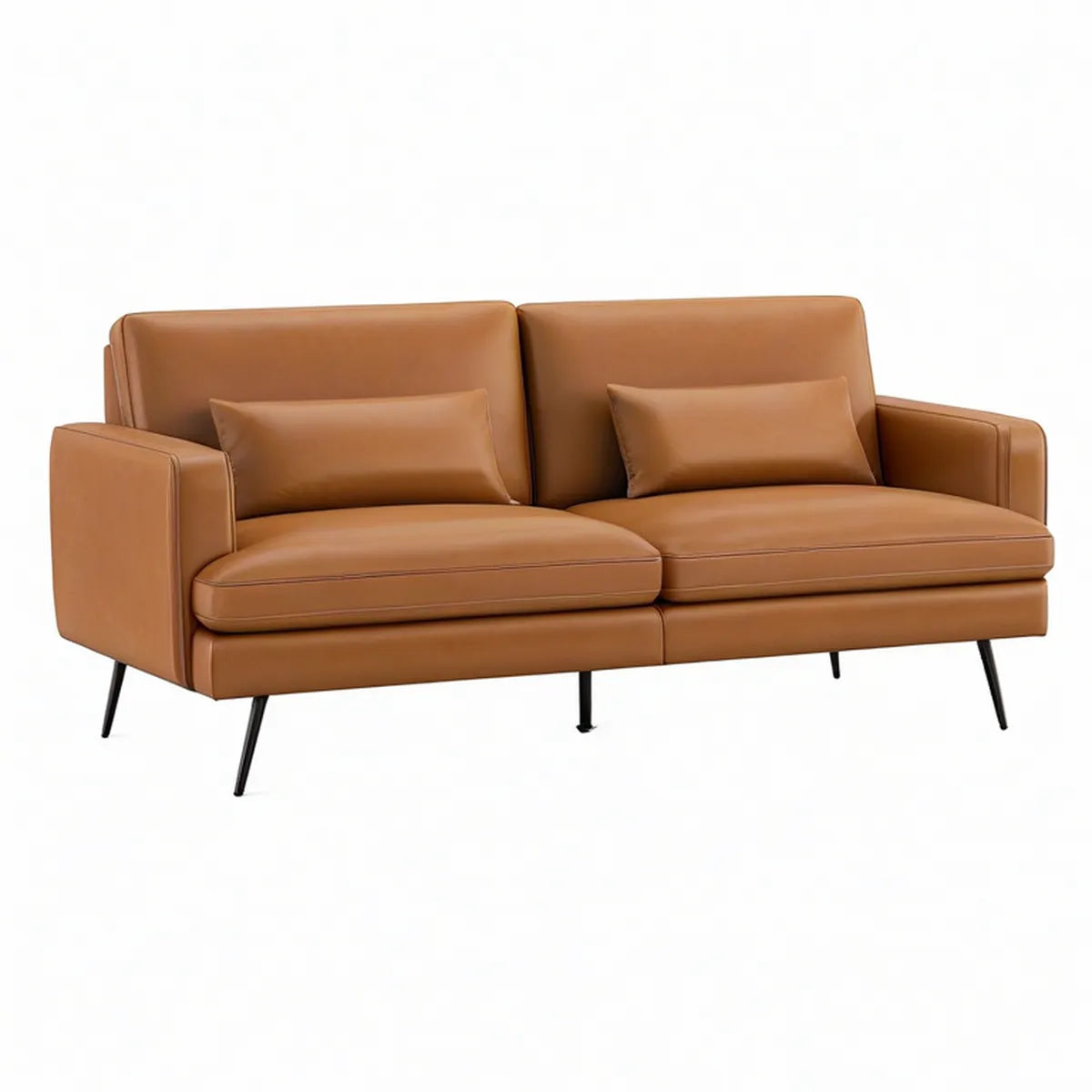 2-Sitzer-Sofa 180 x 85 x 84 cm aus PU-Kunstleder in Cognacbraun